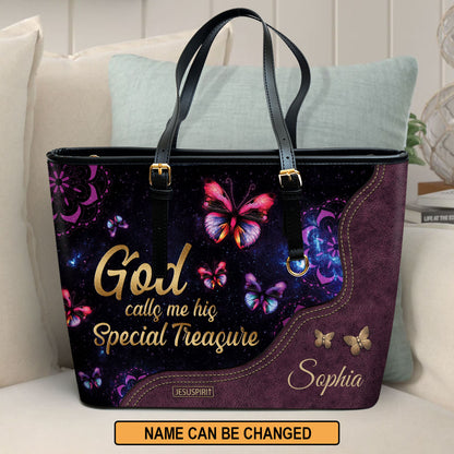 God Calls You His Special Treasure - Beautiful Personalized Large Leather Tote Bag AHN234