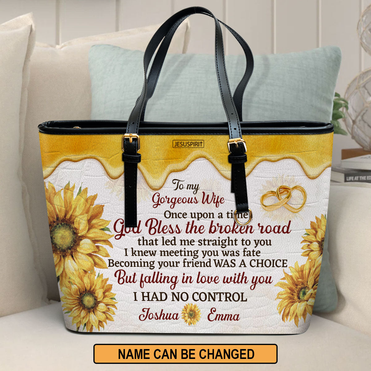 To My Gorgeous Wife - Sweet Personalized Large Leather Tote Bag AHN244