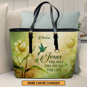Awesome Personalized Large Leather Tote Bag - Jesus The Way The Truth The Life H06