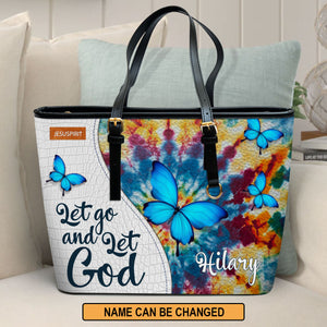 Let Go And Let God - Unique Personalized Large Leather Tote Bag H11