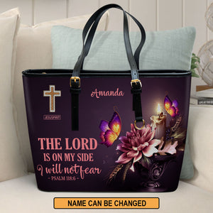 Lovely Personalized Large Leather Tote Bag - The Lord Is On My Side H12