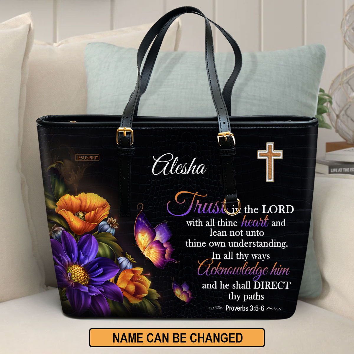 Flower Bible Tote Bag Personalized with Any Name or Word – Loonybecks