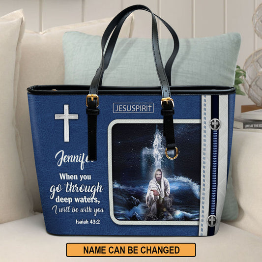 I Will Be With You - Unique Personalized Large Leather Tote Bag HIHN302