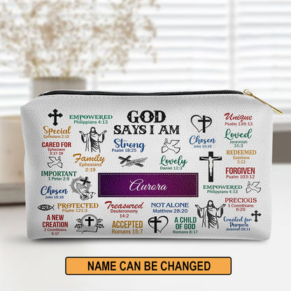 Jesuspirit | Personalized Zippered Leather Pouch | Meaningful Gift For Worship Members | What God Says About You LPH742C