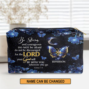Jesuspirit | Personalized Leather Pouch With Zipper | Do Not Be Afraid, Do Not Be Discouraged | Christ Gift For Women Of God | Joshua 1:9 NM143B
