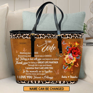 Meeting You Was  Fate - Meaningful Personalized Large Leather Tote Bag NUH268