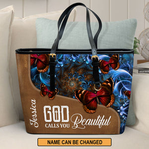 God Calls You Beautiful - Adorable Personalized Large Leather Tote Bag NUH273