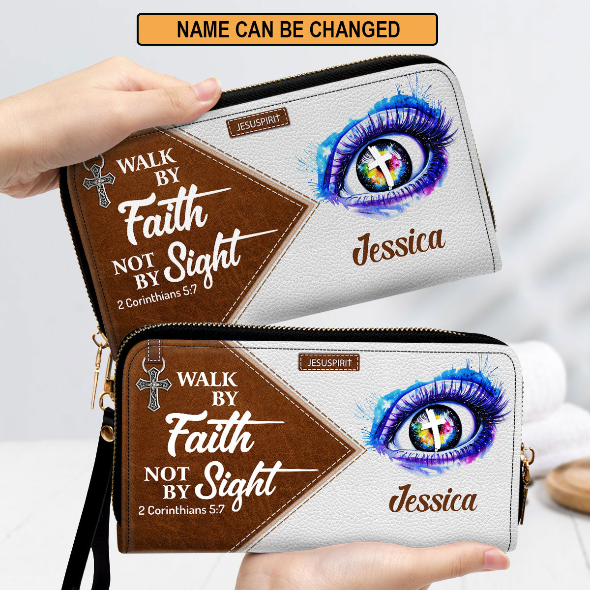 Personalized Christian Clutch Purse - Walk By Faith, Not By Sight NUH293