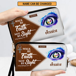 Personalized Christian Clutch Purse - Walk By Faith, Not By Sight NUH293