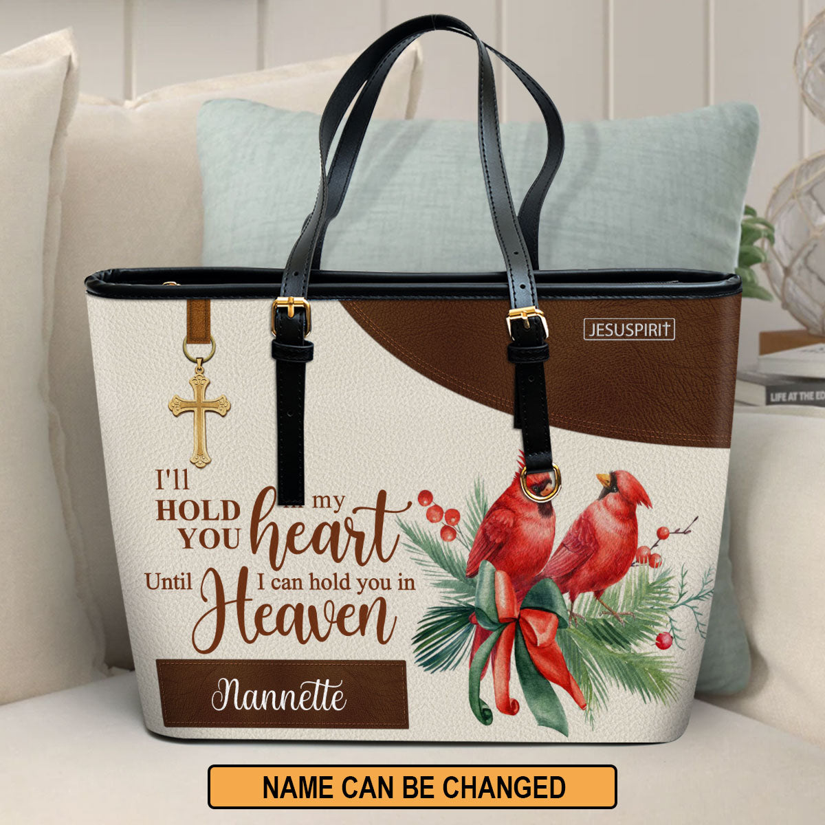 I?ll Hold You In My Heart - Adorable Personalized Large Leather Tote Bag NUH309