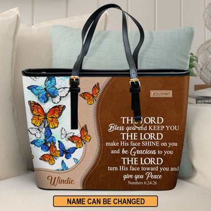 The Lord Bless You And Keep You - Special Personalized Large Leather Tote Bag NUH324