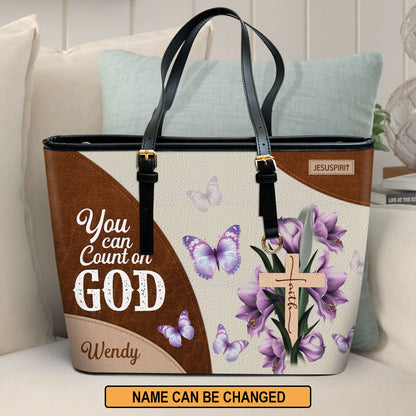 Personalized Large Leather Tote Bag - You Can Count On God NUH332