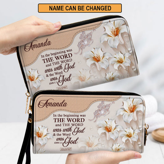 Awesome Personalized Butterfly Clutch Purse - The Word Was With God NUH337