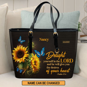 Delight Yourself In The Lord - Special Personalized Large Leather Tote Bag NUH437