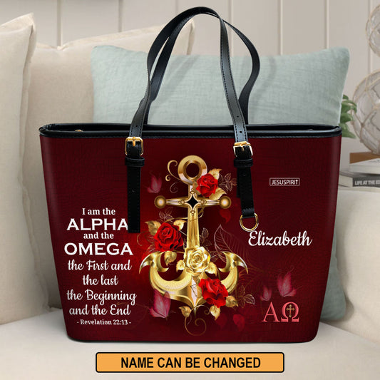 Awesome Personalized Large Leather Tote Bag - I Am The First And The Last NUH455