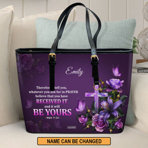 Beautiful Personalized Large Leather Tote Bag - Believe That You Have Received It NUH485