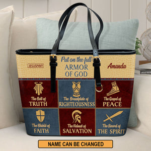 The Gospel Of Peace - Personalized Large Leather Tote Bag NUM352A