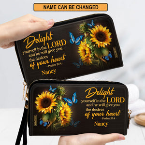 Meaningful Personalized Clutch Purse - Delight Yourself In The Lord NUH437
