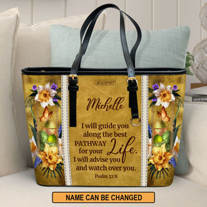 Must-Have Personalized Large Leather Tote Bag - I Will Advise You And Watch Over You NUHN383