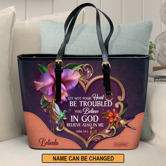 You Believe In God - Special Personalized Large Leather Tote Bag NUM393