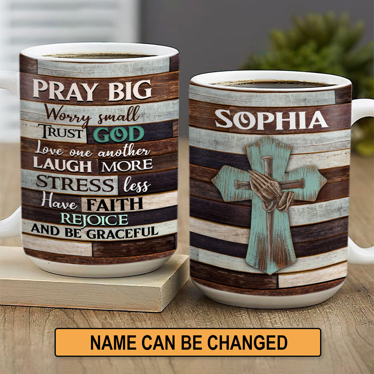 Unique Personalized Christian White Ceramic Mug - Rejoice And Be Graceful NUA159