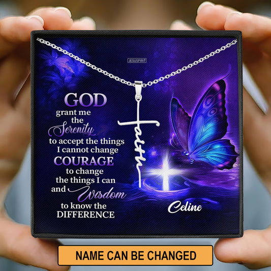 God Grant Me The Serenity - Unique Personalized Faith Cross Necklace FC14
