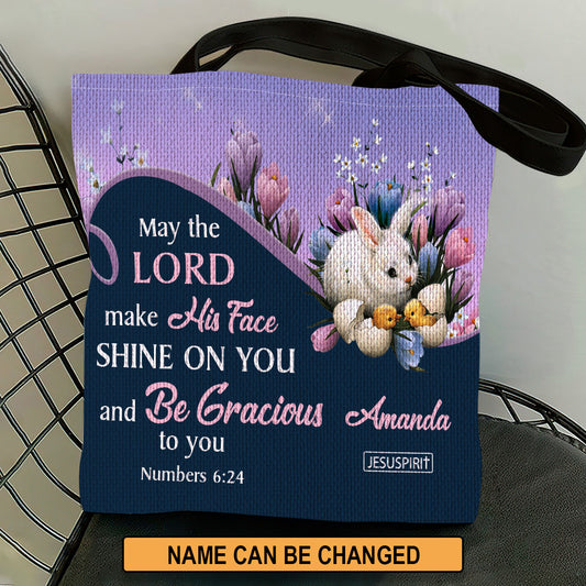 May The Lord Make His Face Shine On You - Special Personalized Christian Tote Bag NUM379