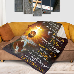 Unique Lion And Jesus Fleece Blanket - You Give Me Hope To See Past Myself HM253