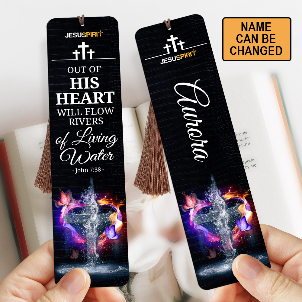 Out Of His Heart Will Flow Rivers Of Living Water - Personalized Wooden Bookmarks MH14