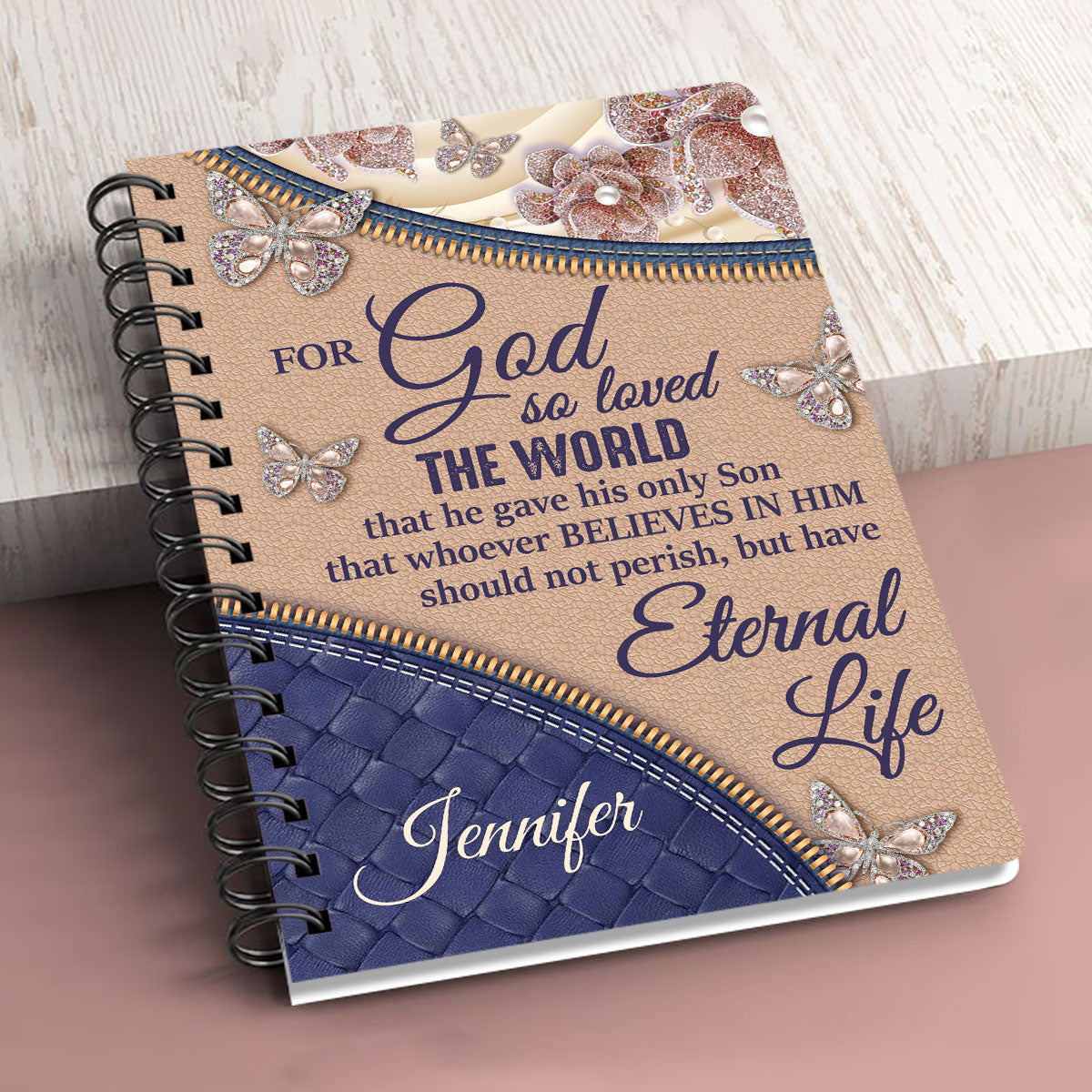 For God So Loved The World - Personalized Flower Spiral Journal NUH285