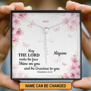 May The Lord Make His Face Shined On You - Personalized Faith Cross Necklace FC19