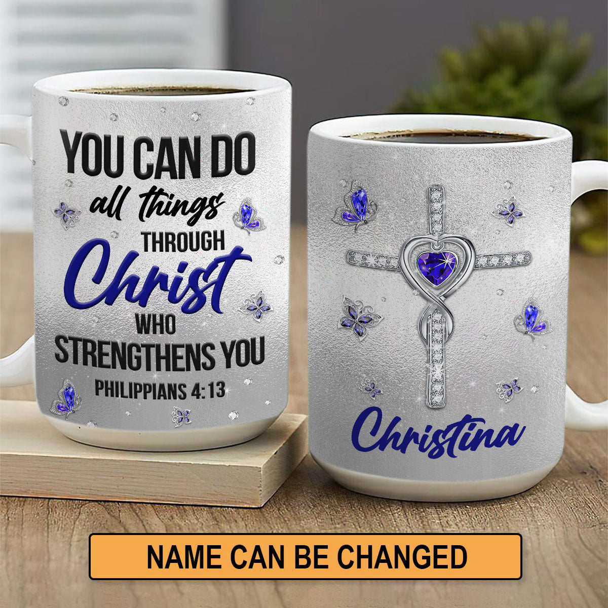 With God, All Things Are Possible - Special Personalized Cross White Ceramic Mug NUA184