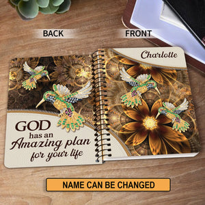 Special Personalized Flower Spiral Journal - God Has An Amazing Plan For Your Life NUH276