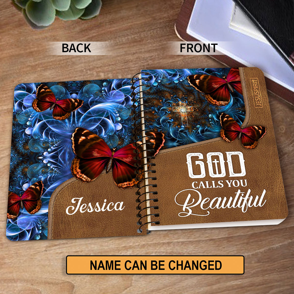 God Calls You Beautiful - Beautiful Personalized Butterfly Spiral Journal NUH273