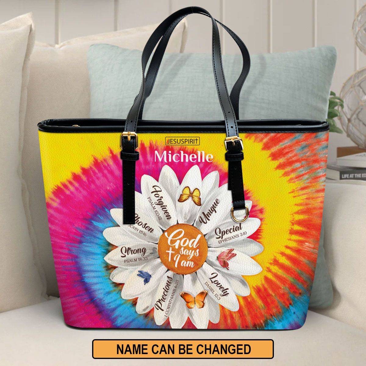 God Says You Are Special - Lovely Personalized Large Leather Tote Bag NM126