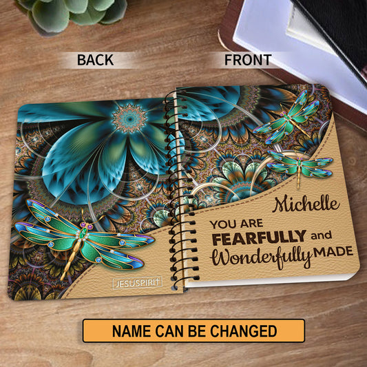 Personalized Dragonfly Spiral Journal - You Are Fearfully And Wonderfully Made NUH271