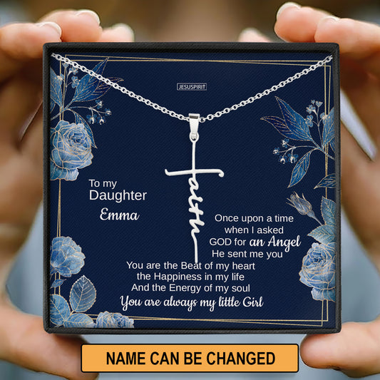 Sweet Personalized Faith Cross Necklace - You Are Always My Little Girl NUH412