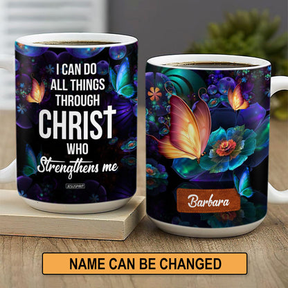 Meaningful Personalized White Ceramic Mug - I Can Do All Things Through Christ NUH275