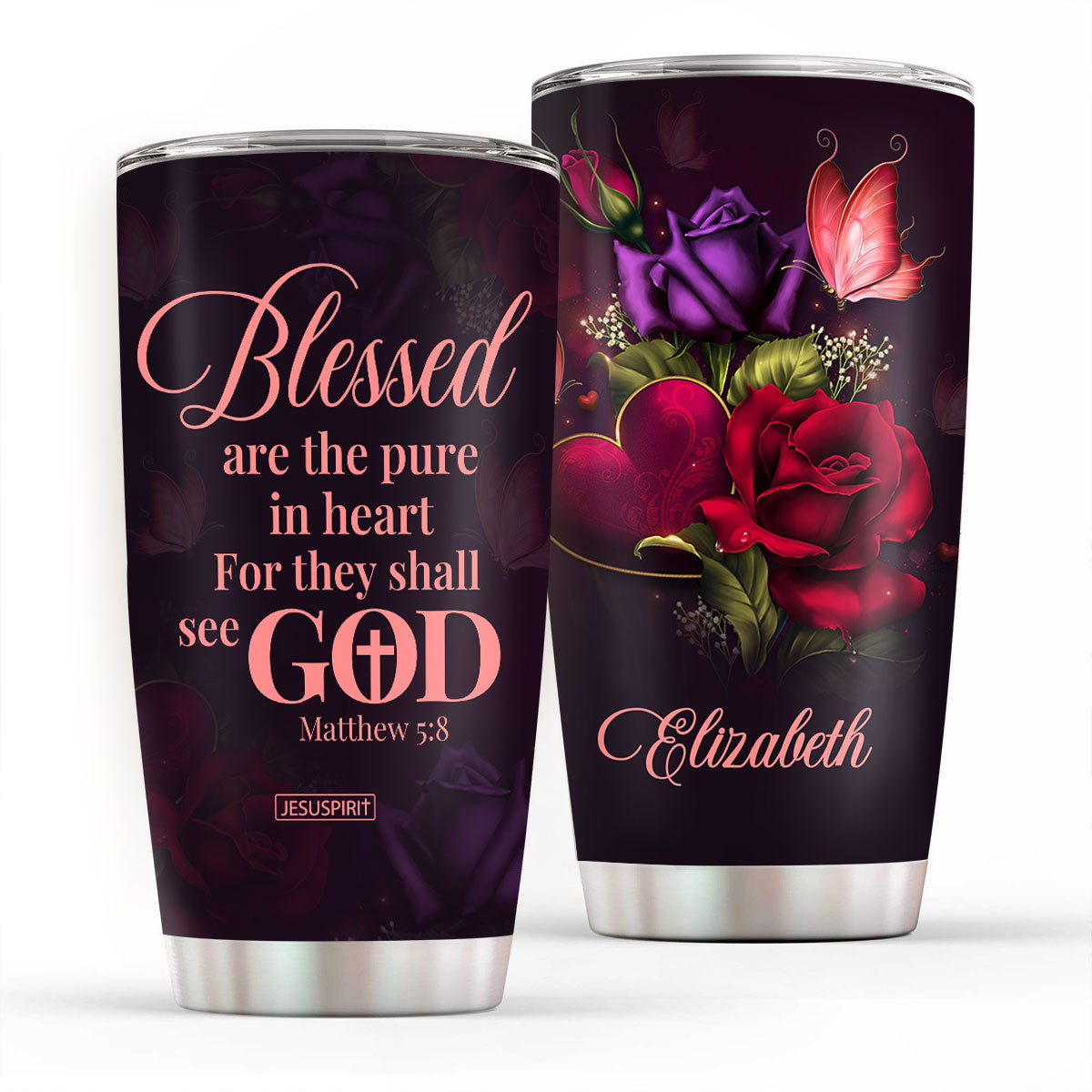 Awesome Personalized Stainless Steel Tumbler 20oz - Blessed Are The Pure In Heart For They Shall See God NUH472