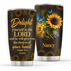 Personalized Stainless Steel Tumbler 20oz - Delight Yourself In The Lord NUH437