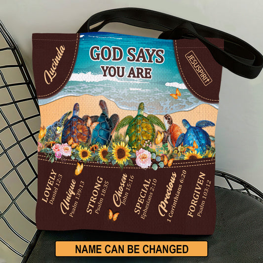 Pretty Personalized Tote Bag - God Says You Are Unique M13