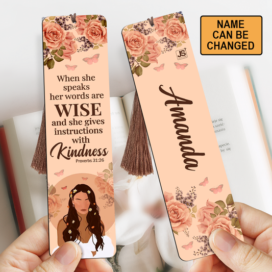 When She Speaks, Her Words Are Wise - Personalized Wooden Bookmarks NUH482