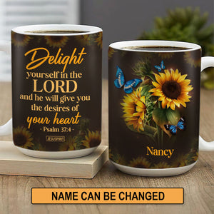 Meaningful Personalized White Ceramic Mug - Delight Yourself In The Lord NUH437