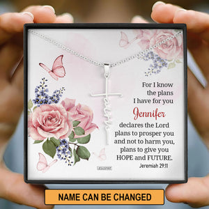 For I Know The Plans I Have For You - Lovely Personalized Faith Cross Necklace FC03