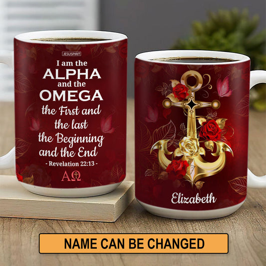 Personalized White Ceramic Mug - I Am The Alpha And The Omega NUH455