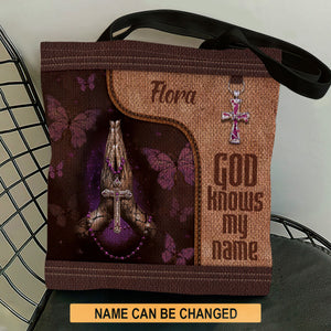 God Knows My Name - Elegant Personalized Butterfly Tote Bag NM137