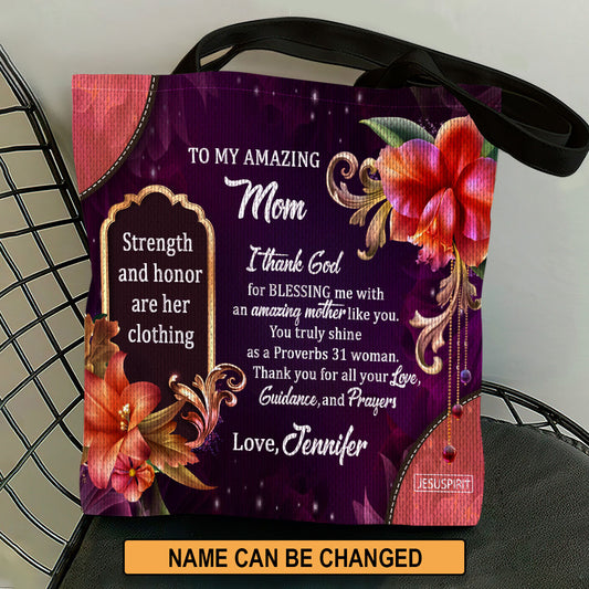 To My Amazing Mom - Pretty Personalized Tote Bag NUM384