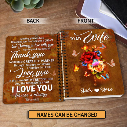 Gorgeous Personalized Rose Spiral Journal - Meeting You Was  Fate NUH268