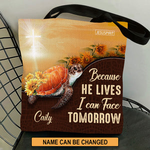 Special Personalized Tote Bag - Because He Lives, I Can Face Tomorrow M09