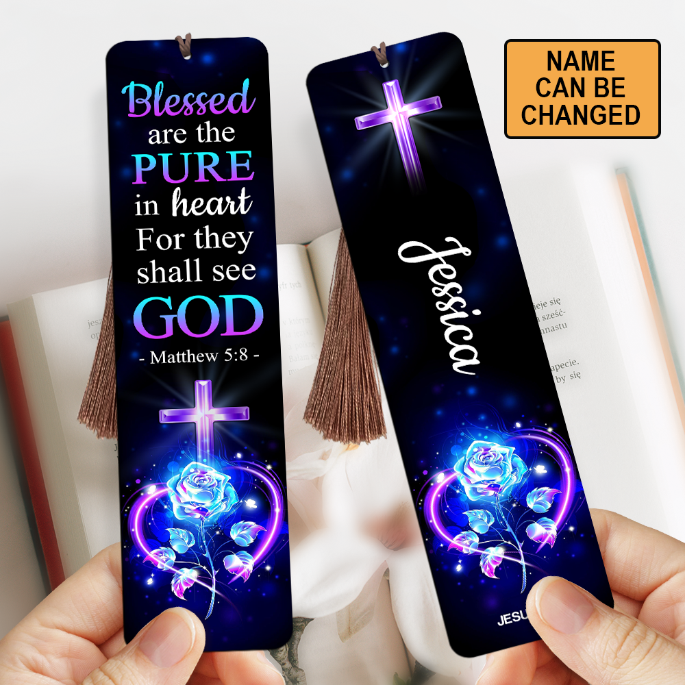 Adorable Personalized Wooden Bookmarks - Blessed Are The Pure In Heart MH03